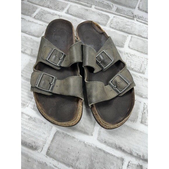 Birkenstock Arizona Soft Footbed Men's 11-11.5 Gray/ Green Comfort Sandals - Picture 8 of 10